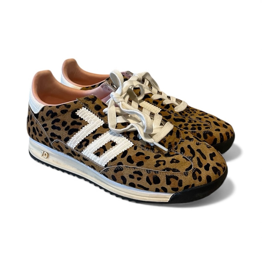 Leopard Print Women's Fashion Sneakers with White Trim